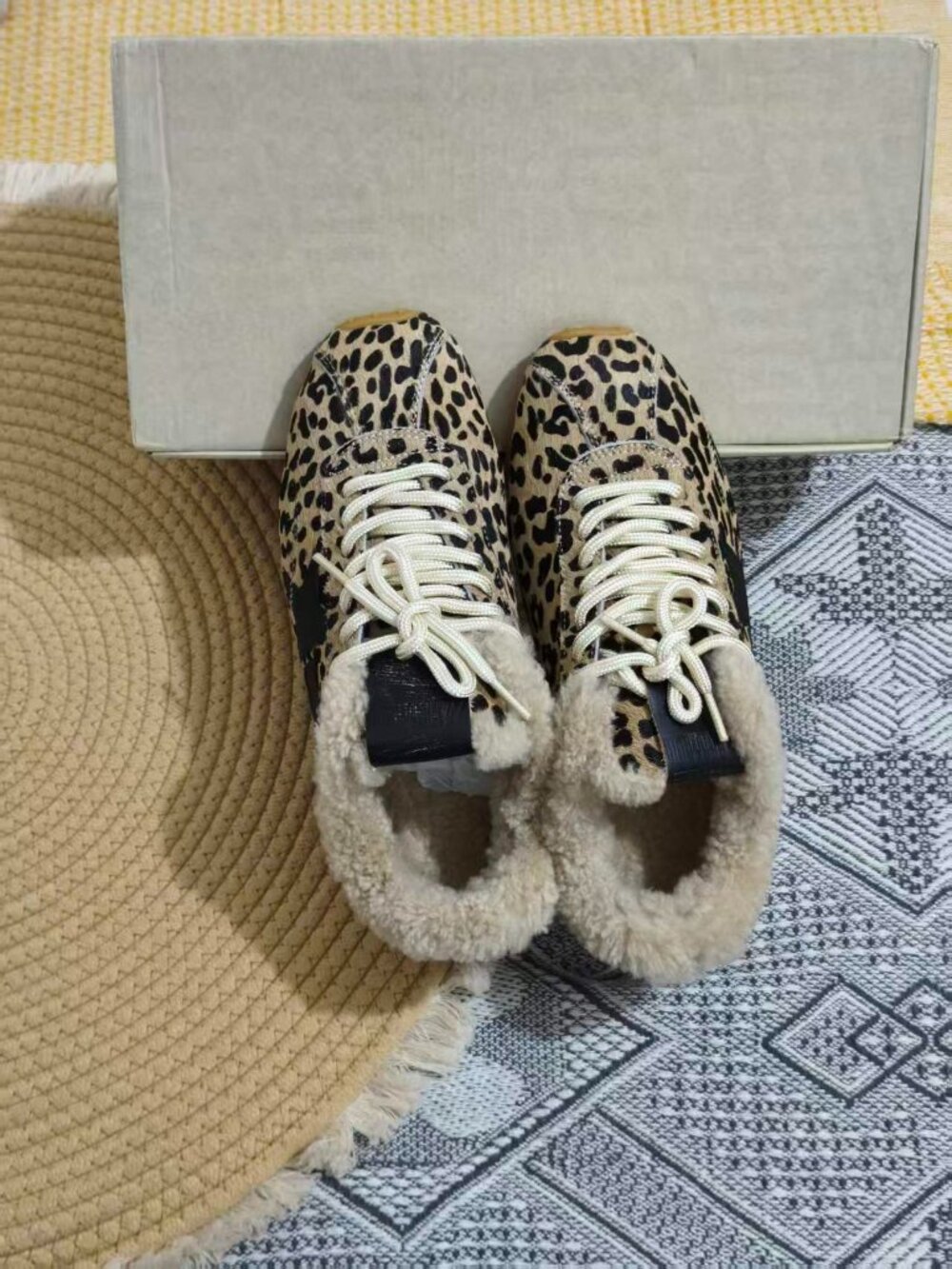 Golden Goose leopard-print calf-hair sneakers with wool lining